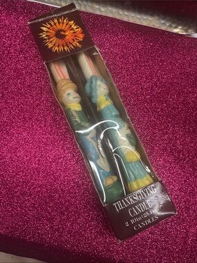 Vintage Easter Candle Pair - Blue & Yellow Figurines